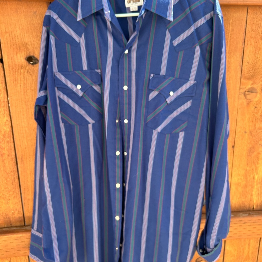 Ely Cattleman Blue and Green Casual Button Down Shirt